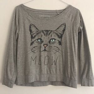 Comfy gray cat sweatshirt